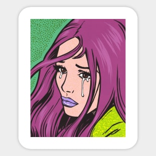 Purple Crying Comic Girl Sticker